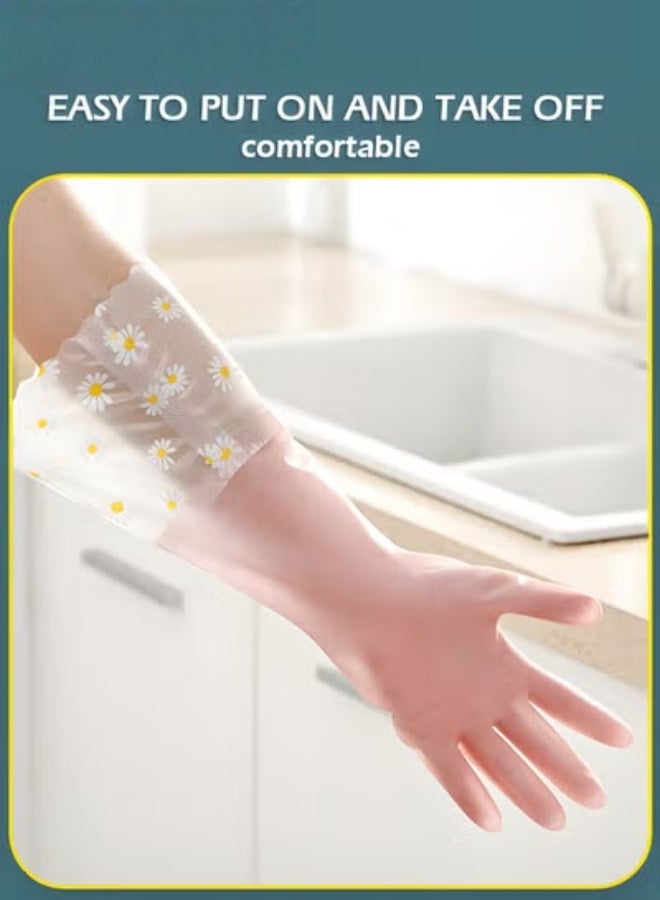 EETU Dishwashing Cleaning Gloves,2 Pairs Reusable Waterproof Household Kitchen Dishwashing Glove,Non-Slip Laundry Kitchen Gardening Household Gloves - Image 2
