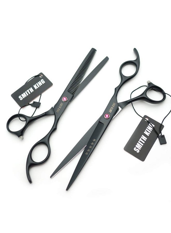 Smithking 7.0 Inches Professional hair cutting thinning scissors set with razor (Black) - Image 3