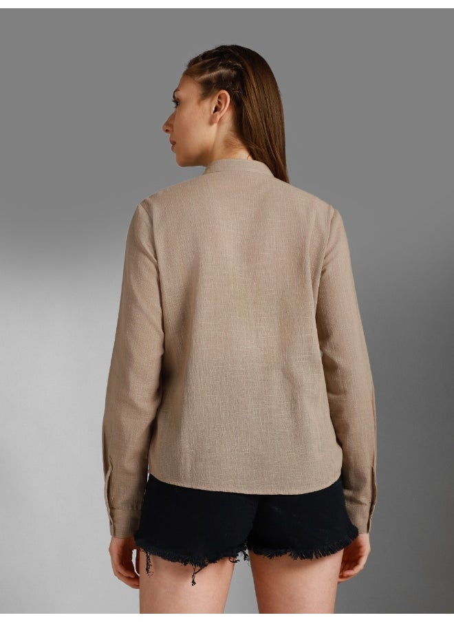 HIGH STAR Women Beige Shirt - Classic and Elegant for Everyday Use  - Image 2