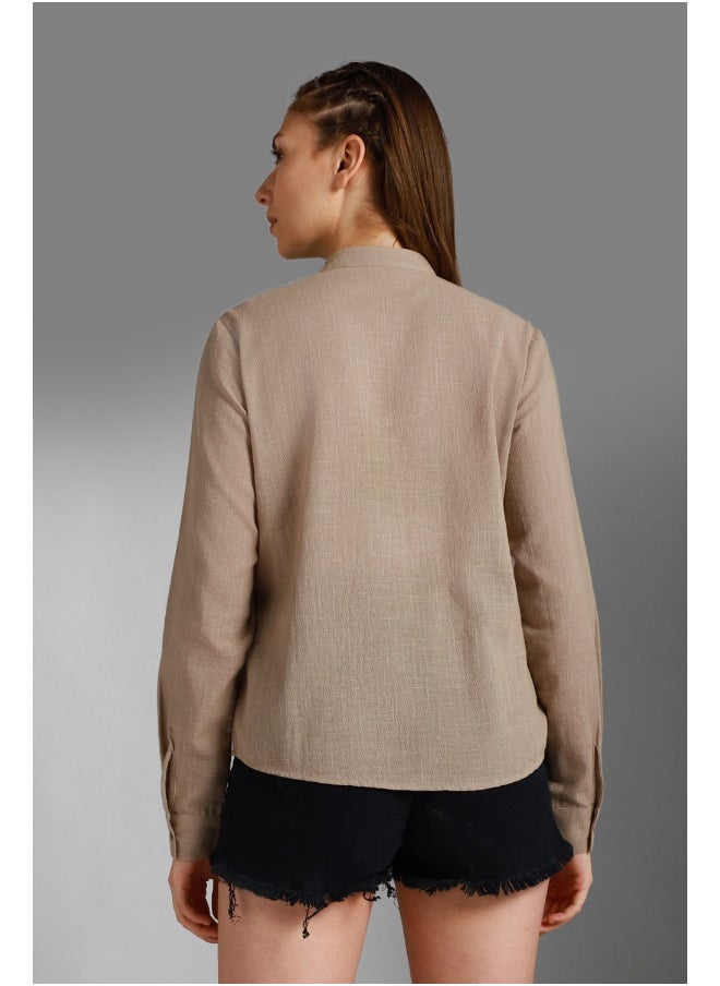 HIGH STAR Women Beige Shirt - Classic and Elegant for Everyday Use  - Image 3