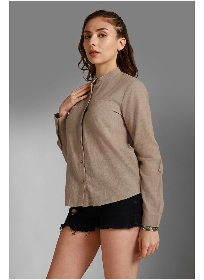 HIGH STAR Women Beige Shirt - Classic and Elegant for Everyday Use  - Image 5