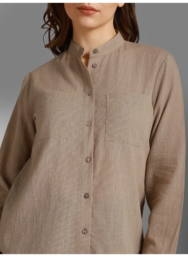 هاي ستار Women Beige Shirt - Classic and Elegant for Everyday Use