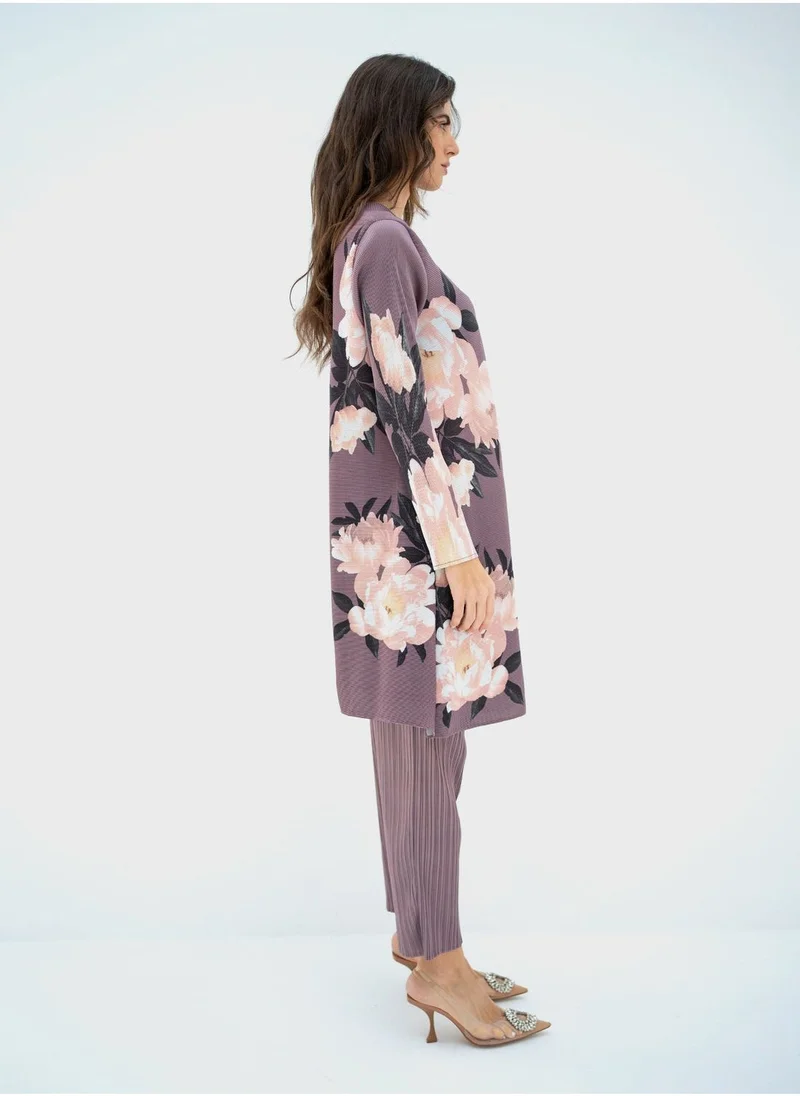 Hassal Floral Print Button Down Shirt And High Waist Pants Set