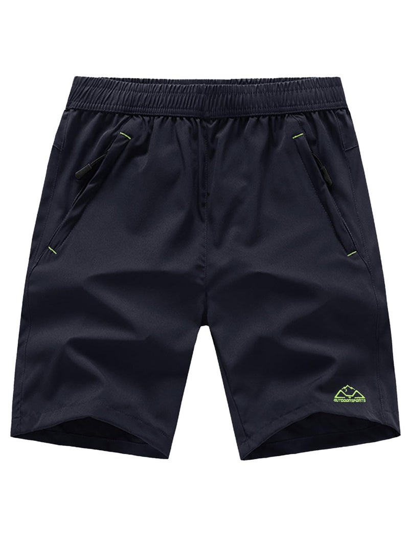 TBMPOY Men's 7" Hiking Running Shorts with Pockets Athletic Outdoor Sports Gym Workout Short Zipper Pockets Navy XL - Image 1