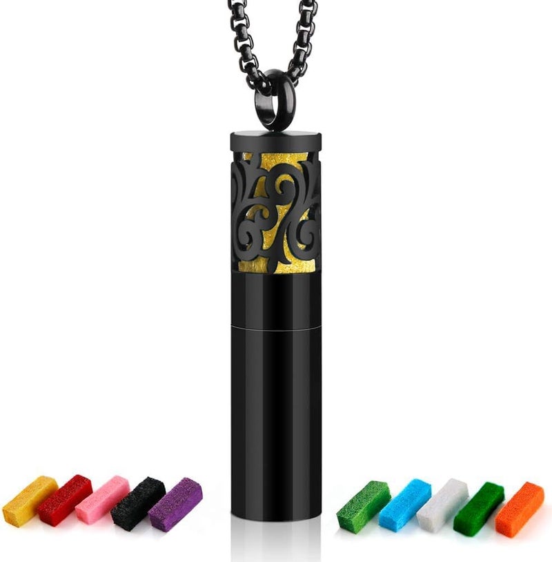 Maromalife Essential Oil Necklaces for Women/Men, Diffuser Necklace 316L Stainless Steel, Diffuser Pendant for Men with 10 Felt Pads, Aromatherapy Necklace Gift Set for Birthday, Christmas  - Image 1