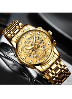 JOYFOCUS Men's Stainless steel analog watch + Gold  - Image 2