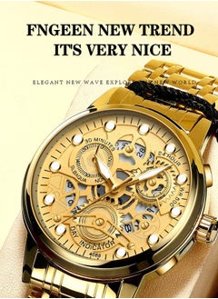 JOYFOCUS Men's Stainless steel analog watch + Gold  - Image 4