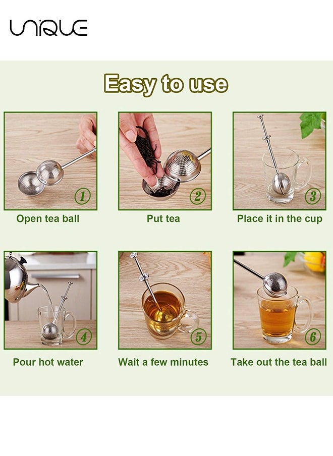 Unique 2 Pcs Tea Ball Infusers, Long-Handle Tea Strainer Stainless Steel for Loose Leaf Tea Spices and Seasonings in Office or Travelling  - Image 5