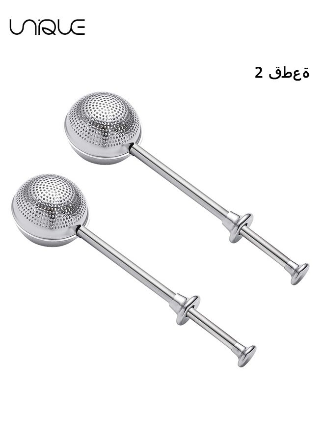 Unique 2 Pcs Tea Ball Infusers, Long-Handle Tea Strainer Stainless Steel for Loose Leaf Tea Spices and Seasonings in Office or Travelling  - Image 1