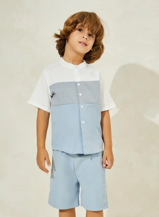 ستايلي Color Block Shirt & Shorts Set