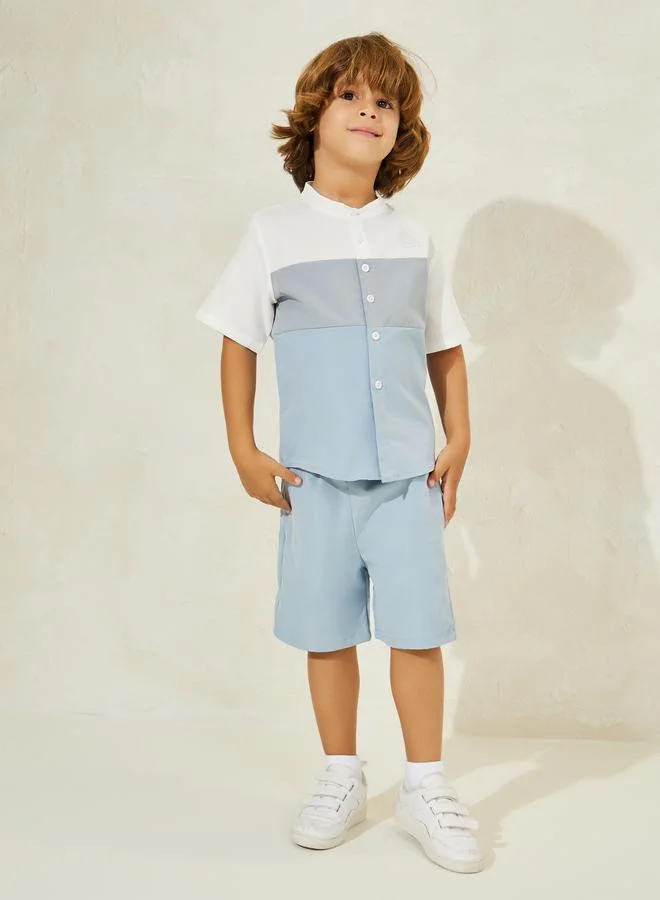 ستايلي Color Block Shirt & Shorts Set