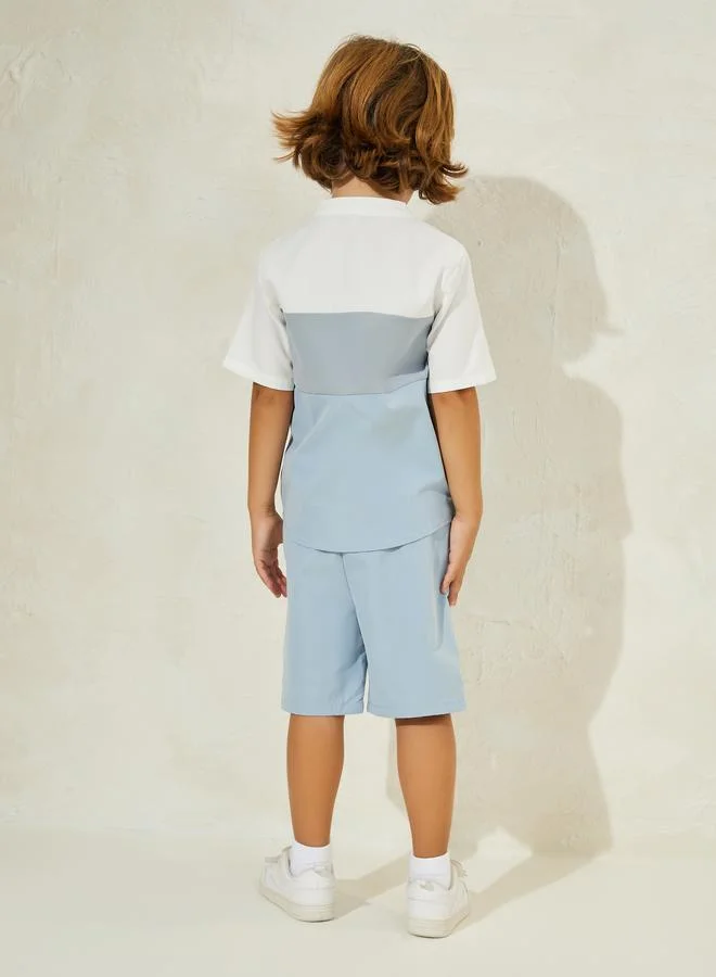 ستايلي Color Block Shirt & Shorts Set