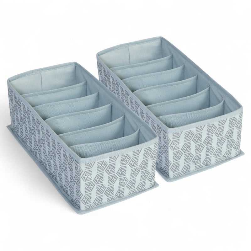 Homestrap Scarf Organizer Pack of 2 | 6-Slot Non-Woven Foldable Storage Box for Scarves, Shawls, Dupattas, Belts & Accessories | Closet Drawer Organizer | – Grey - Image 3