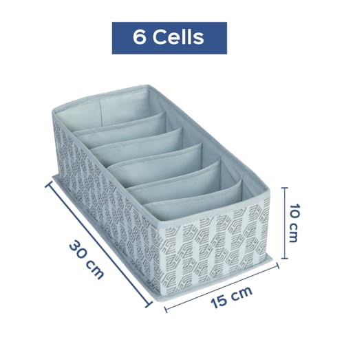 Homestrap Scarf Organizer Pack of 2 | 6-Slot Non-Woven Foldable Storage Box for Scarves, Shawls, Dupattas, Belts & Accessories | Closet Drawer Organizer | – Grey - Image 2