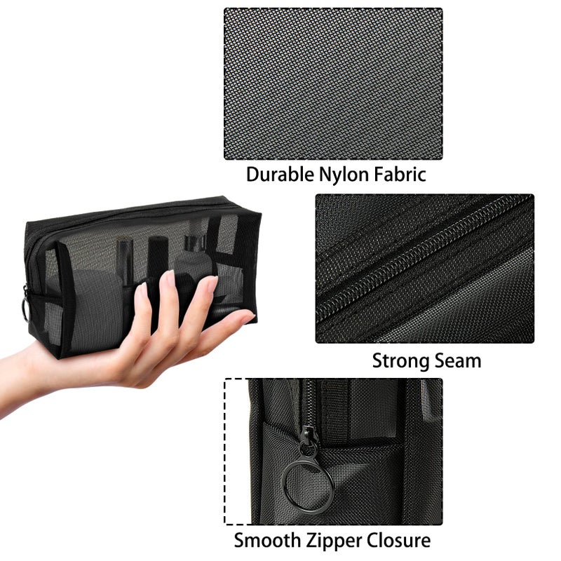 Unoutur pouch,Mesh Cosmetic Bag Portable Makeup Pouch Travel Toiletry Bag for Makeup Organizer Home Office Travel Accessories,6 Pieces Mesh Makeu - Image 3