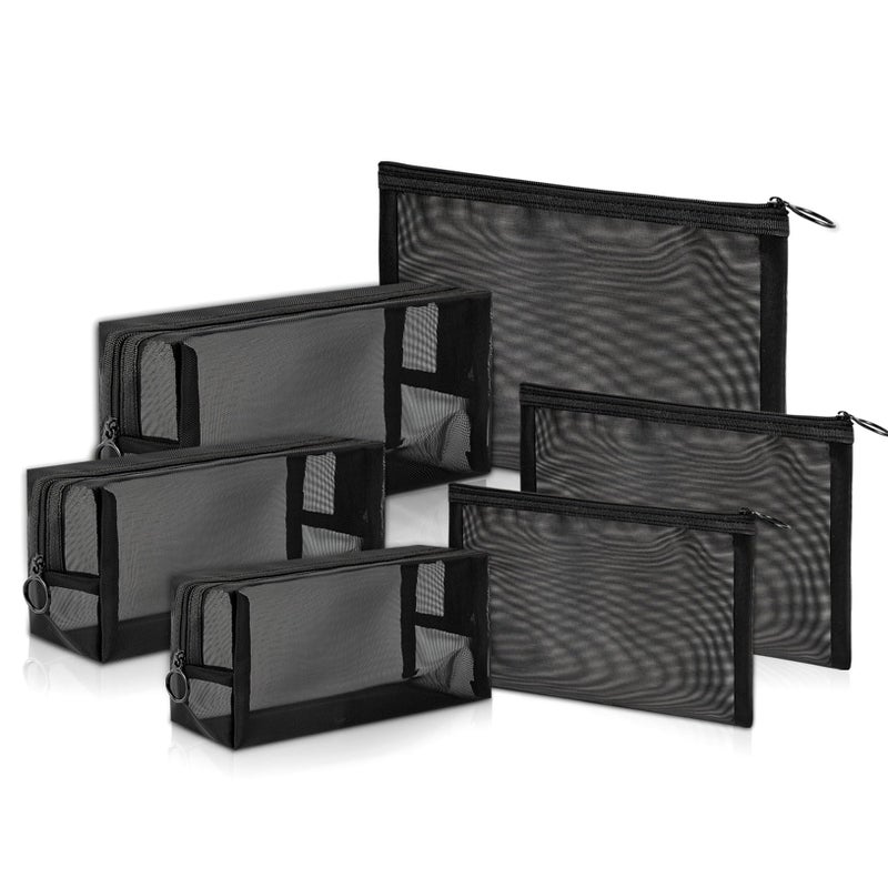 Unoutur pouch,Mesh Cosmetic Bag Portable Makeup Pouch Travel Toiletry Bag for Makeup Organizer Home Office Travel Accessories,6 Pieces Mesh Makeu - Image 1