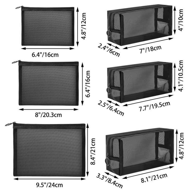 Unoutur pouch,Mesh Cosmetic Bag Portable Makeup Pouch Travel Toiletry Bag for Makeup Organizer Home Office Travel Accessories,6 Pieces Mesh Makeu - Image 2