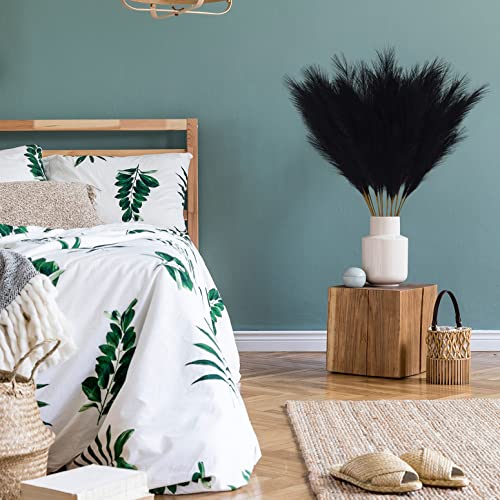 FOTEEWL 8 PCS Faux Pampas Grass Decor 38"/3.1FT Tall Fake Pompas Floral Large Artificial Pompous Grass Branches Plants for Floor Vase Filler Home Boho Decoration (Black) - Image 5