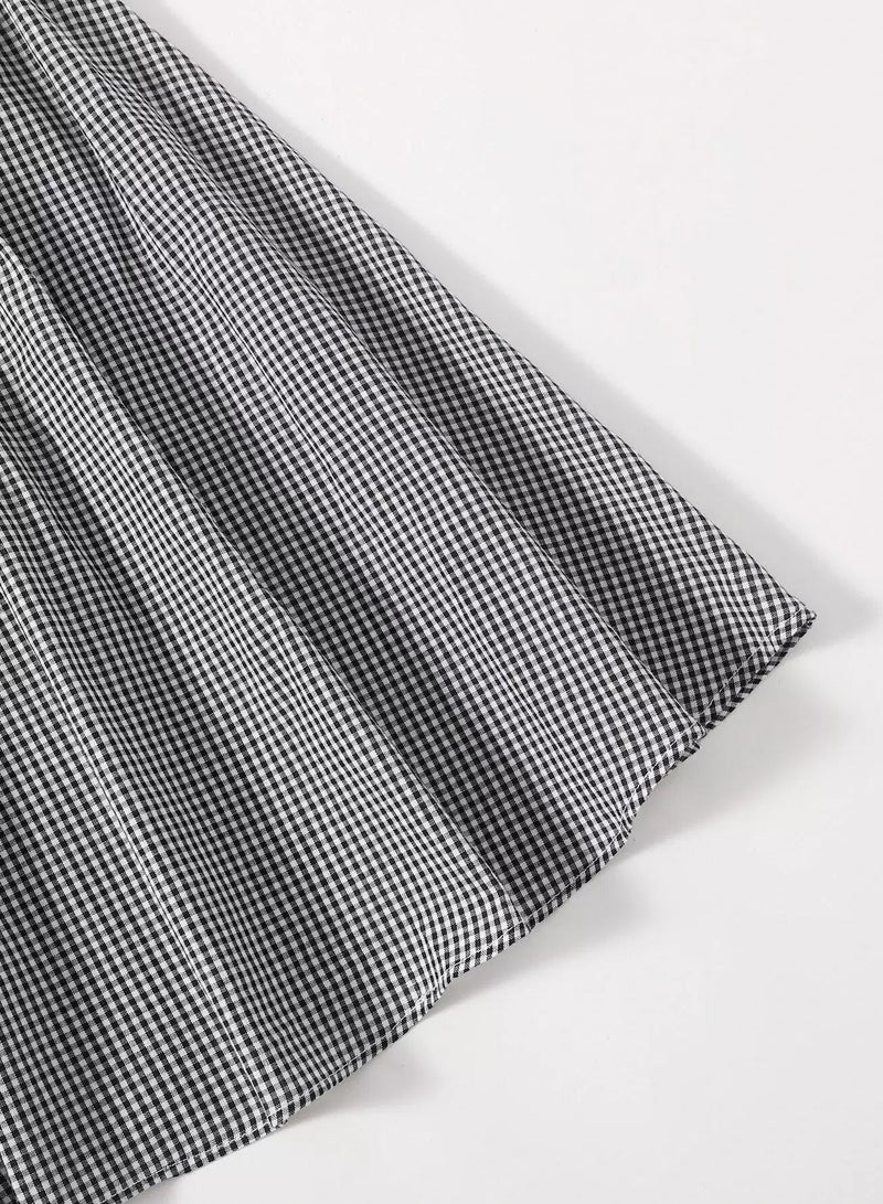 Girls Gingham Print Belted Skirt  - Image 3