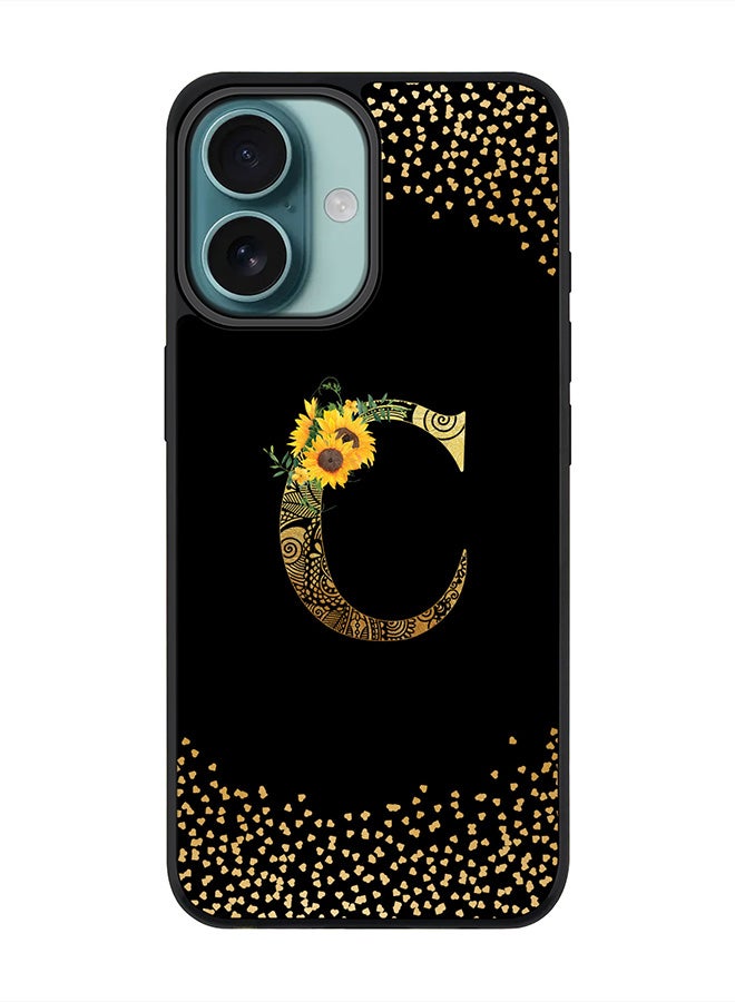 Stylizedd For iPhone 16 Case [Compatible with MagSafe] Slim Magnetic cover Phone Case iPhone 16 -Custom Floral Monogram - C ( Black ) - Image 1