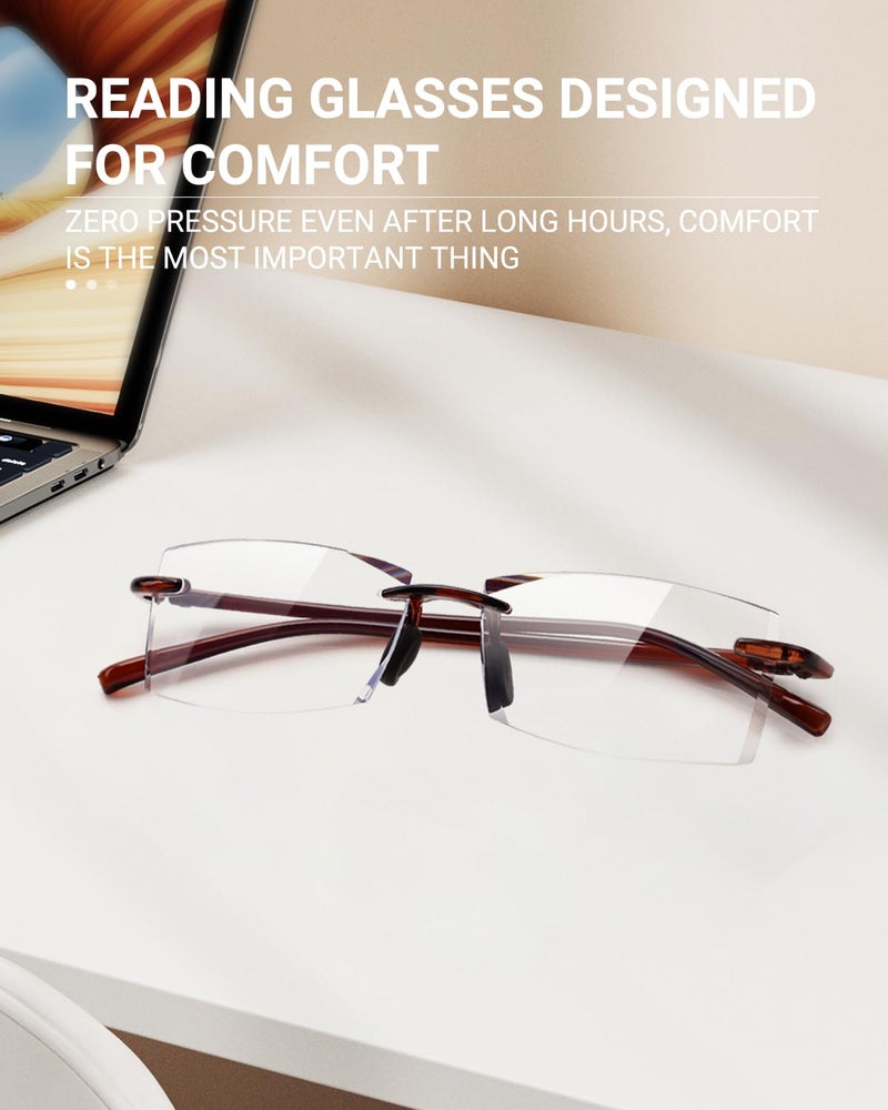 TERAISE Rimless Reading Glasses Comfortable Lightweight Frameless Reader 1 Pack Men and Women Blue Light Blocking Computer Eyeglasses(1.0X) - Image 2
