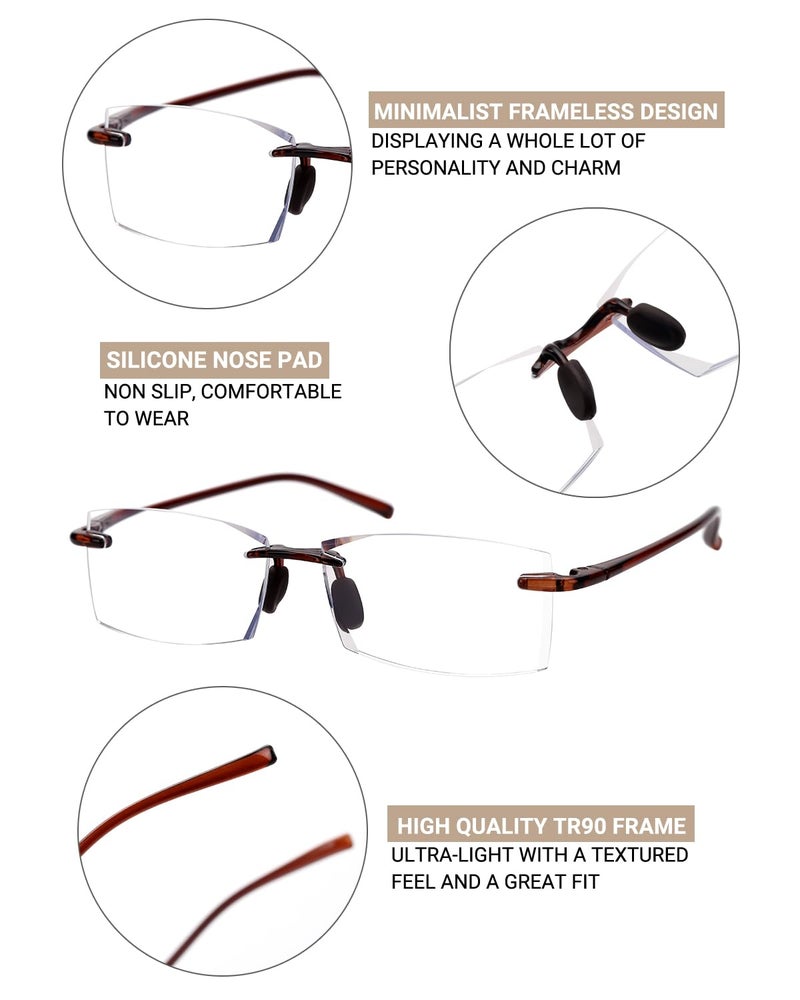 TERAISE Rimless Reading Glasses Comfortable Lightweight Frameless Reader 1 Pack Men and Women Blue Light Blocking Computer Eyeglasses(1.0X) - Image 4