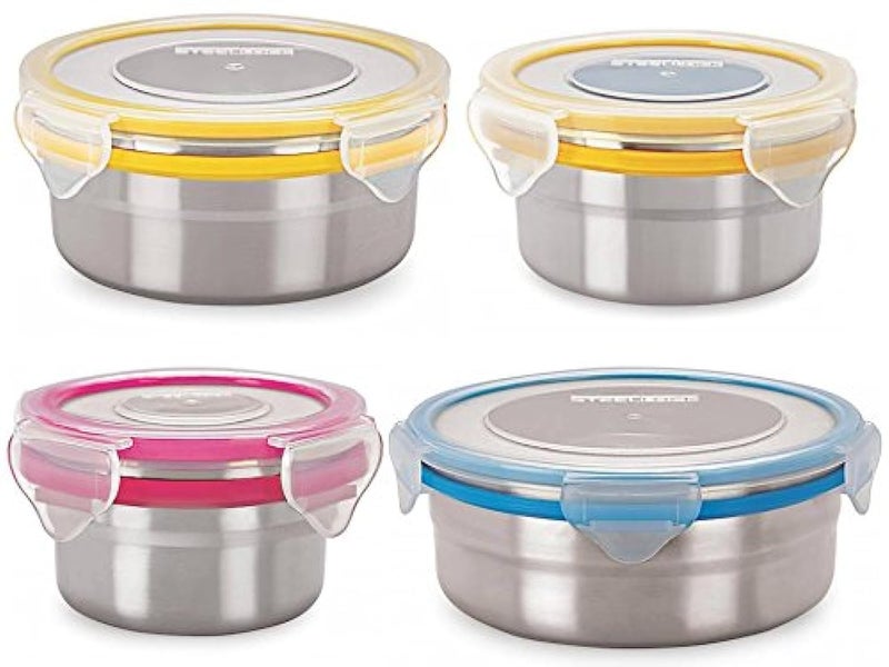 STEELLOCK Stainless Steel Airtight Container| Leak Proof Tiffin Lunch & Storage Boxes | SL-1101-1201-1301-1401-set of 4, 150ml, 280ml, 450ml & 750ml each, Multicolor - Image 1