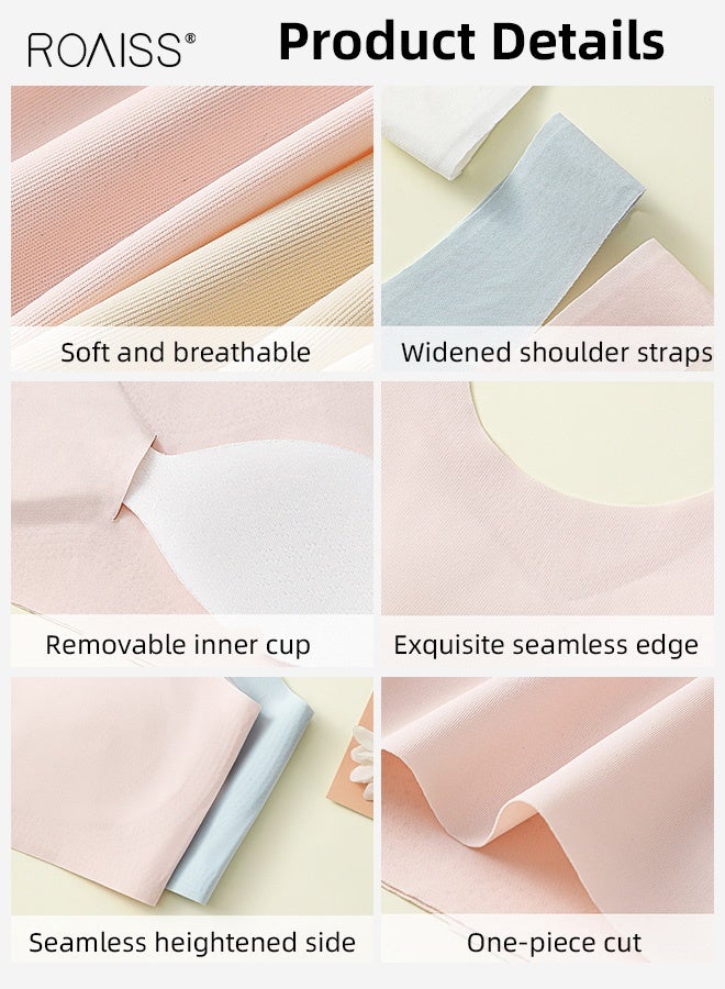 roaiss Girls' 4 Pack Sports Bra with Breathable Removable Pads, Teens Pull-on Training Bras with U-shaped Collar, Ideal for Developing Teens - Image 4