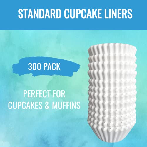 KPKitchen White Cupcake Liners Standard Size - 300-Pack Paper Baking Cups - Fits Perfectly Any Muffin Baking Pan - Muffin liners for Cupcakes, Muffins, & Egg Muffins - Greaseproof Cupcake Papers Wrappers - Image 2