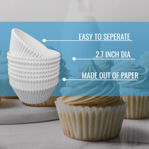 KPKitchen White Cupcake Liners Standard Size - 300-Pack Paper Baking Cups - Fits Perfectly Any Muffin Baking Pan - Muffin liners for Cupcakes, Muffins, & Egg Muffins - Greaseproof Cupcake Papers Wrappers - Image 4