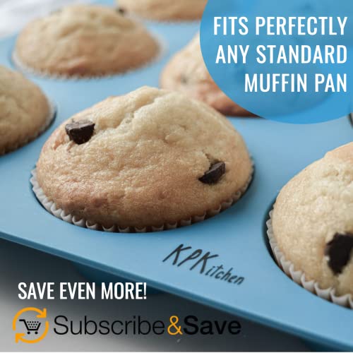 KPKitchen White Cupcake Liners Standard Size - 300-Pack Paper Baking Cups - Fits Perfectly Any Muffin Baking Pan - Muffin liners for Cupcakes, Muffins, & Egg Muffins - Greaseproof Cupcake Papers Wrappers - Image 3