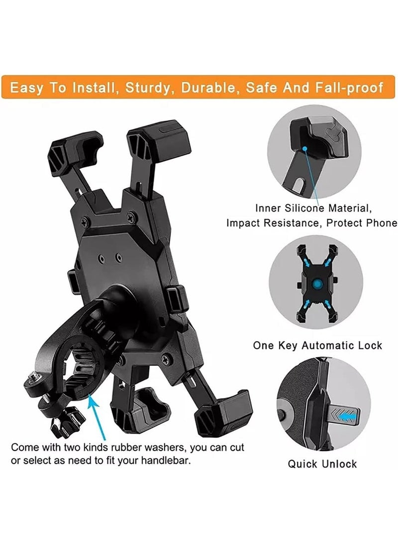 PYC Bicycle Phone Holder, Motorcycle Bike Riding Shockproof Phone Navigation Bracket, 360 Degrees Rotation, Compatible with Most 3.5-6.8-inch Smart Phones, Suitable for Motorcycle Bike - Image 2