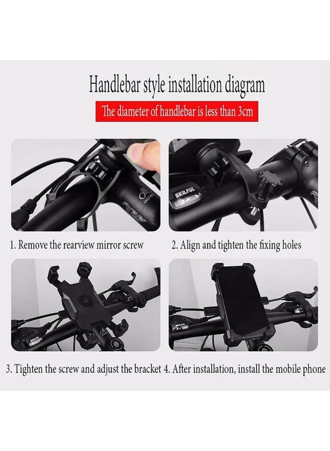 PYC Bicycle Phone Holder, Motorcycle Bike Riding Shockproof Phone Navigation Bracket, 360 Degrees Rotation, Compatible with Most 3.5-6.8-inch Smart Phones, Suitable for Motorcycle Bike - Image 4
