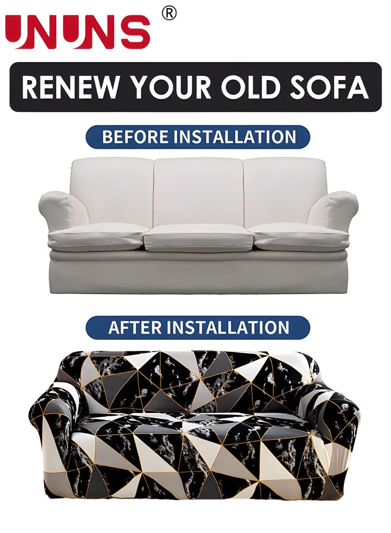 UNUNS Printed Stretch Sofa Cover Printed Couch Covers Sofa Slipcovers for 3 Cushion Couches Elastic Universal Furniture Protector  - Image 3