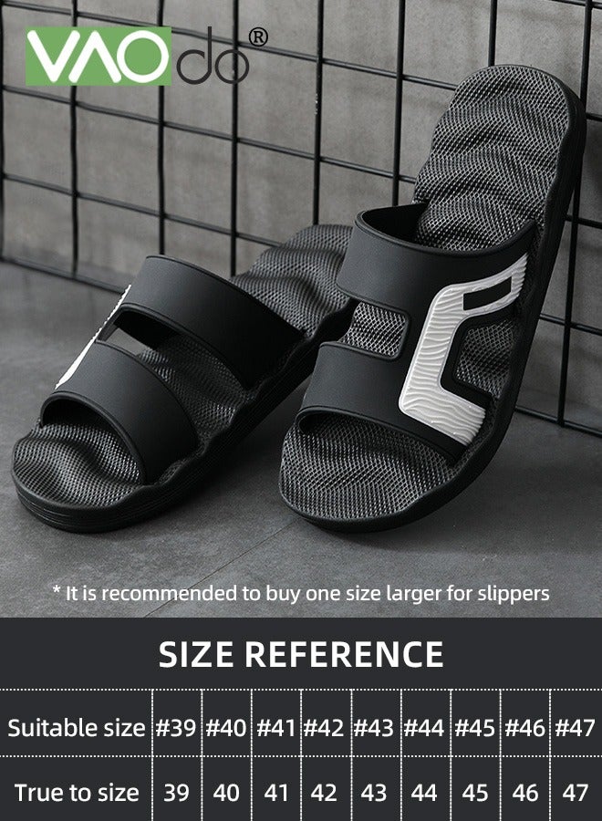 VAOdo Men's Slippers, Quick Dry Flip-Flops, Non-Slip Bathroom Slippers,Casual and Fashionable Design Ultra Cushion Shower Shoes,for Outside Beach Dorm Home Slides Black - Image 2