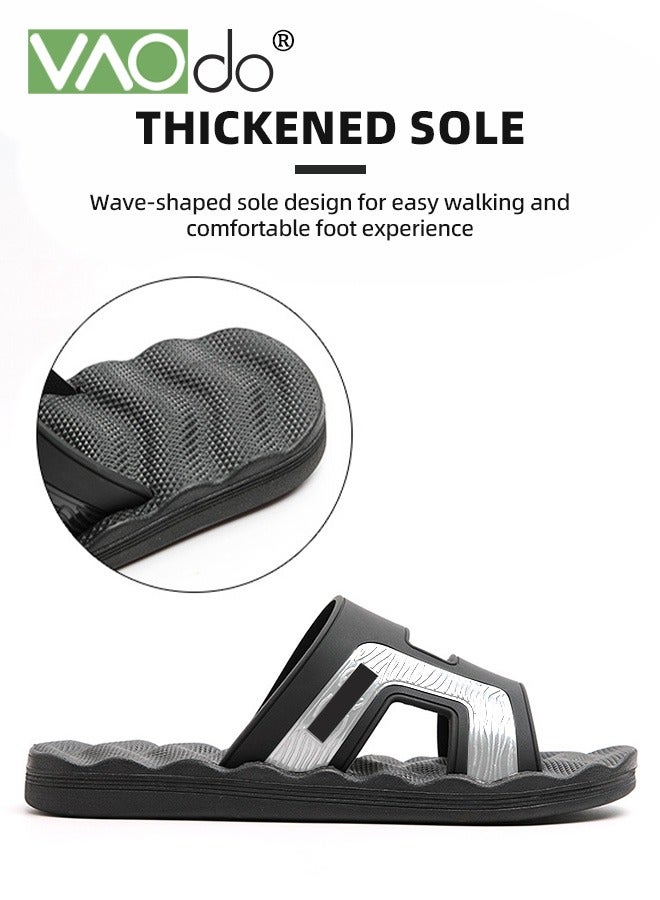 VAOdo Men's Slippers, Quick Dry Flip-Flops, Non-Slip Bathroom Slippers,Casual and Fashionable Design Ultra Cushion Shower Shoes,for Outside Beach Dorm Home Slides Black - Image 5