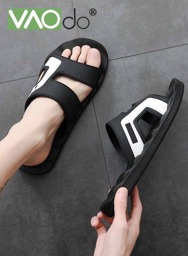 VAOdo Men's Slippers, Quick Dry Flip-Flops, Non-Slip Bathroom Slippers,Casual and Fashionable Design Ultra Cushion Shower Shoes,for Outside Beach Dorm Home Slides Black - Image 4