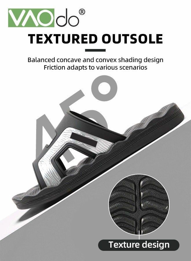 VAOdo Men's Slippers, Quick Dry Flip-Flops, Non-Slip Bathroom Slippers,Casual and Fashionable Design Ultra Cushion Shower Shoes,for Outside Beach Dorm Home Slides Black - Image 3