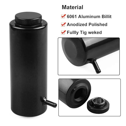 RYANSTAR RACING RYANSTAR Universal car Radiator Coolant Tank 800ml Coolant Expansion Tank Overflow Oil Catch Tank Cooling Catch Bottle Reservoir Aluminum Billet Black - Image 3