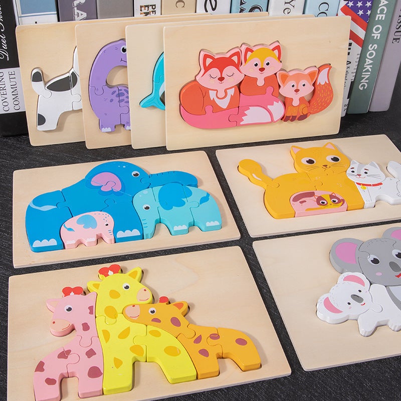 Children'S Early Education Wooden Parent-Child Animal Three-Dimensional Puzzle Marine Animal Dinosaur Cognitive Puzzle Puzzle Enlightenment Toy - Image 2