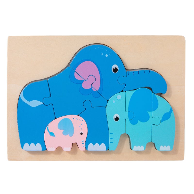 Children'S Early Education Wooden Parent-Child Animal Three-Dimensional Puzzle Marine Animal Dinosaur Cognitive Puzzle Puzzle Enlightenment Toy - Image 1