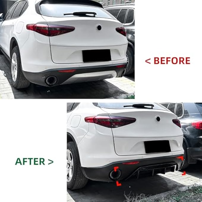 AUSMILA Front Bumper Spoiler Lip Splitter Body Kit For Alfa Romeo Stelvio 2017-2025 - Image 5
