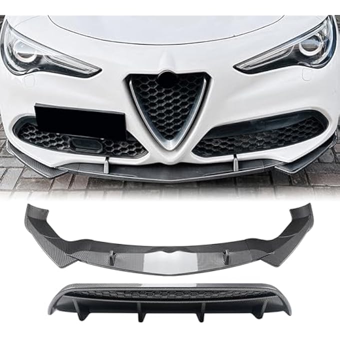 AUSMILA Front Bumper Spoiler Lip Splitter Body Kit For Alfa Romeo Stelvio 2017-2025 - Image 1