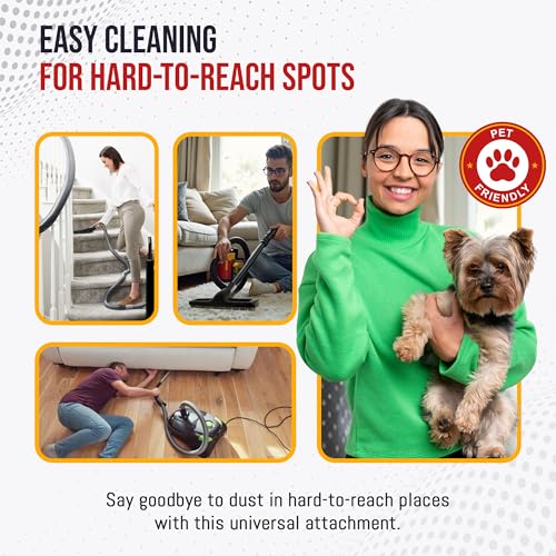 MP Maresh Products Vacuum Brush Attachment for Hardwood and Bare Floors or Walls - Wall Brush for Cleaning with Natural Horse Hair Bristles - 1 1/4 Inch Female ID Connection - 14-Inch with Wheels - Image 5