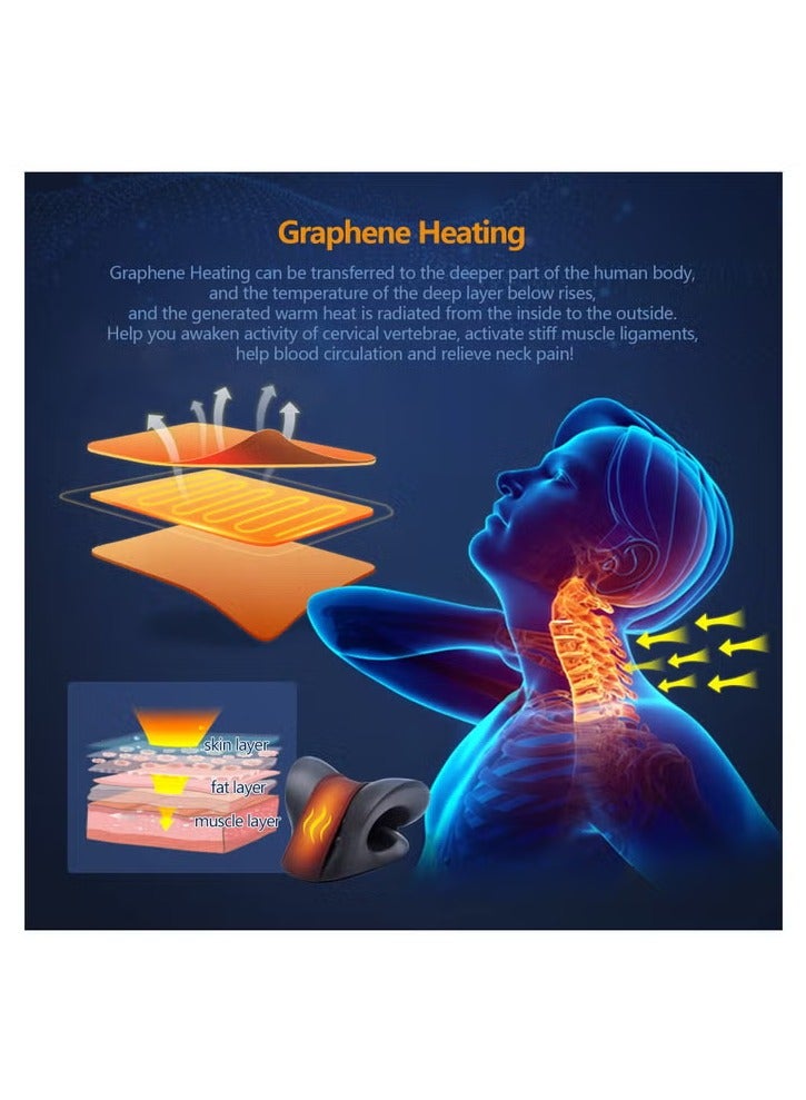 Neck and Shoulder Relaxer with Magnetic Therapy Pillowcase, Heated Cervical Traction Device Pillow with Graphene Pad, Cervical Traction Device for Relieve TMJ Headache Muscle Tension Spine Alignment - Image 4