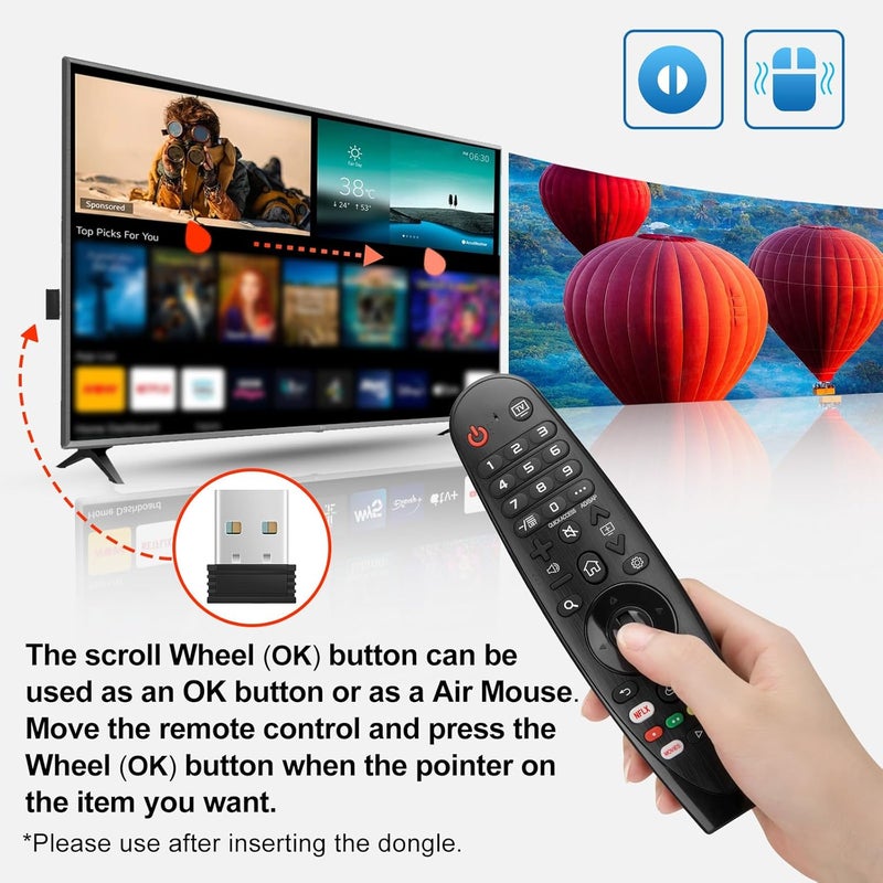 LOUTOC BURAQ LG MR20GA Replacement Remote for LG TV Magic Remote - Universal for MR20 MR19 MR18 Compatible with OLED NanoCell HDTV UHD Smart TVs - Image 4