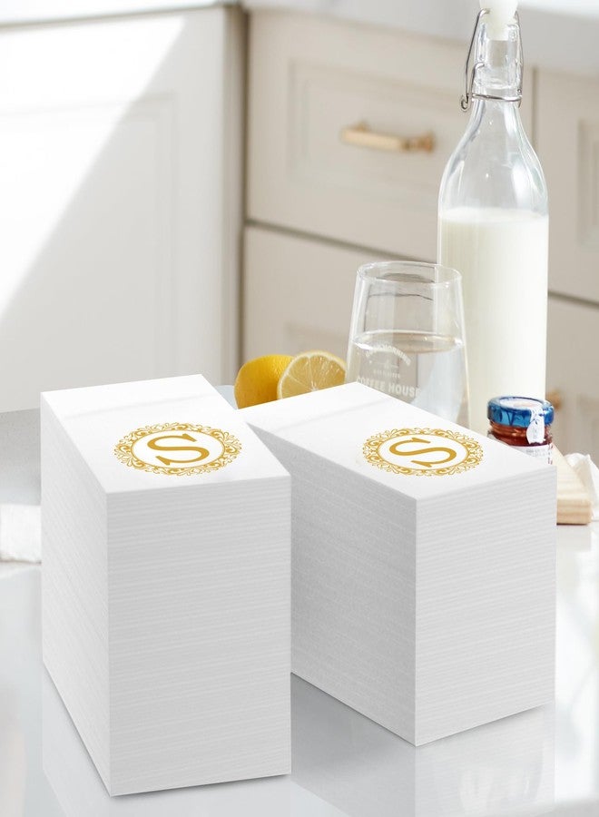 CHIVENIDO Monogram Disposable Napkins with Pocket, 50 Pack Gold Letter Guest Napkins Initial Disposable Hand Paper Towels for Wedding Bridal Shower Holiday Birthday Party Tableware Decor (S) - Image 5