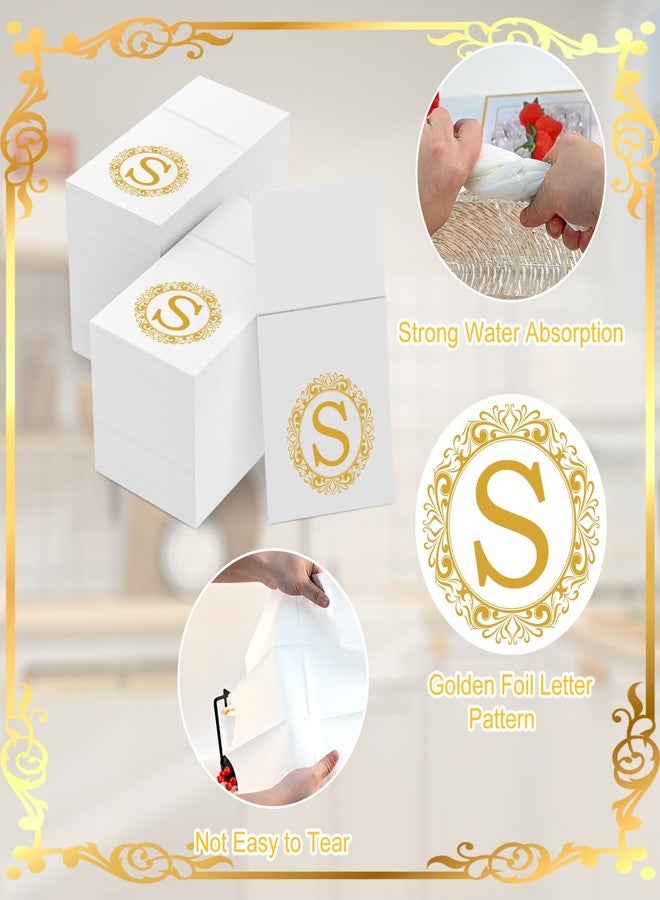 CHIVENIDO Monogram Disposable Napkins with Pocket, 50 Pack Gold Letter Guest Napkins Initial Disposable Hand Paper Towels for Wedding Bridal Shower Holiday Birthday Party Tableware Decor (S) - Image 3