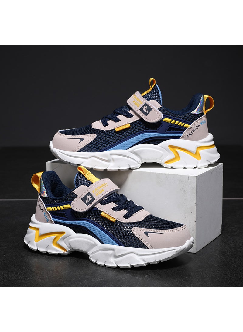 Generic - Breathable Lightweight Running Shoes for Girls Boys And Kids Summer Double Mesh Soft Bottom Sports Shoes Single Net Ventilation 62255 dark blue (single net) impulse delivery insurance - Image 1
