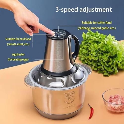 Kriva Stainless Steel 5L Electric Meat Grinder|Multi Function Food Processor For Home,Kitchen,Restaurants|3-Speed Control Food Chopper Blender For Vegetables,Onion,Garlic,Fruits,Nuts,500 Watts - Image 3